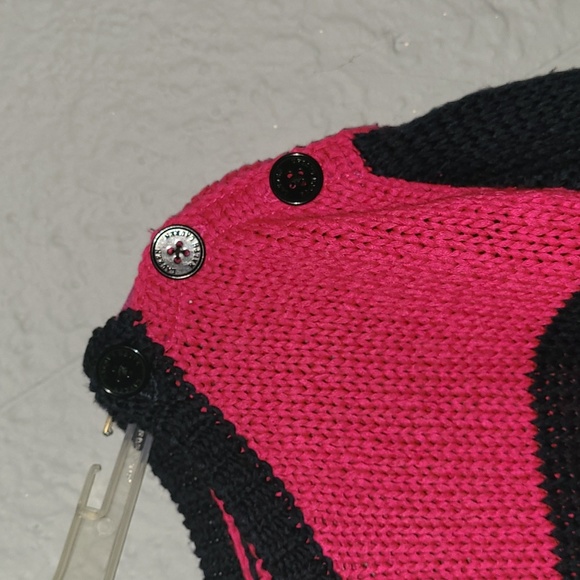 Lauren Ralph Lauren acrylic sweater stripes navy and fuchsia women's size Large - Picture 3 of 4